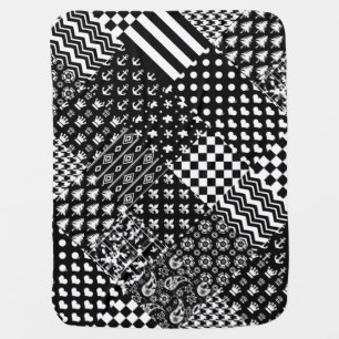 Minimalist Black White Mixed Pattern Style  Baby Blanket