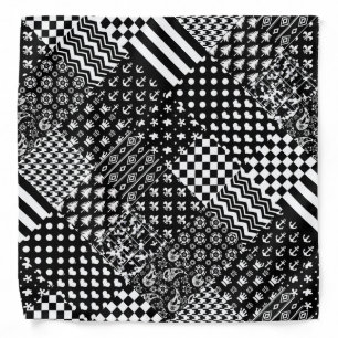 Minimalist Black White Mixed Pattern Style Bandana