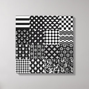 Minimalist Black White Mixed Pattern Style Canvas Print