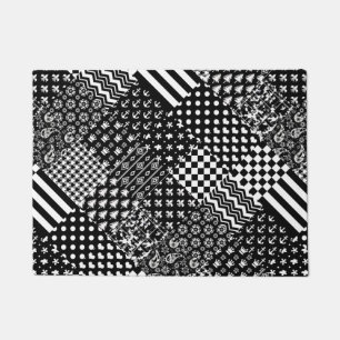 Minimalist Black White Mixed Pattern Style  Doormat