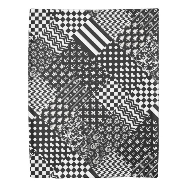 Minimalist Black White Mixed Pattern Style  Duvet Cover (Front)