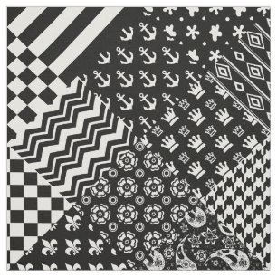 Minimalist Black White Mixed Pattern Style Fabric