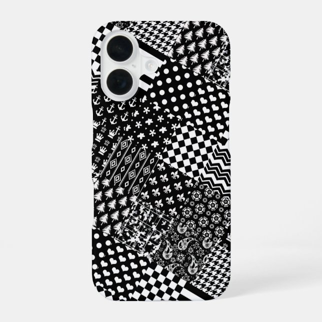 Minimalist Black White Mixed Pattern Style  Iphone Case (Back)
