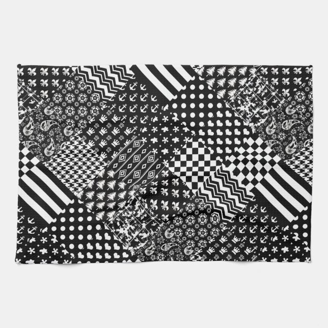 Minimalist Black White Mixed Pattern Style  Kitchen Towel (Horizontal)
