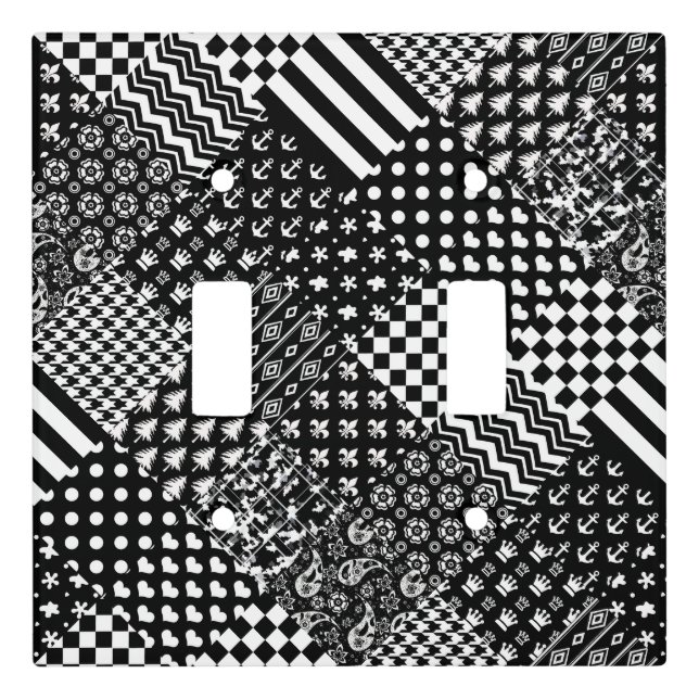 Minimalist Black White Mixed Pattern Style  Light Switch Cover (Front)