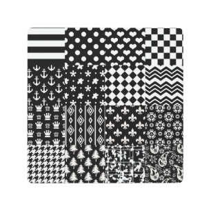 Minimalist Black White Mixed Pattern Style Metal Print
