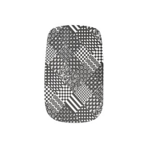 Minimalist Black White Mixed Pattern Style Minx Nail Art