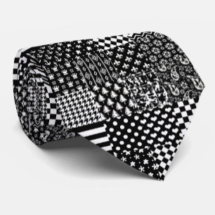 Minimalist Black White Mixed Pattern Style Neck Tie