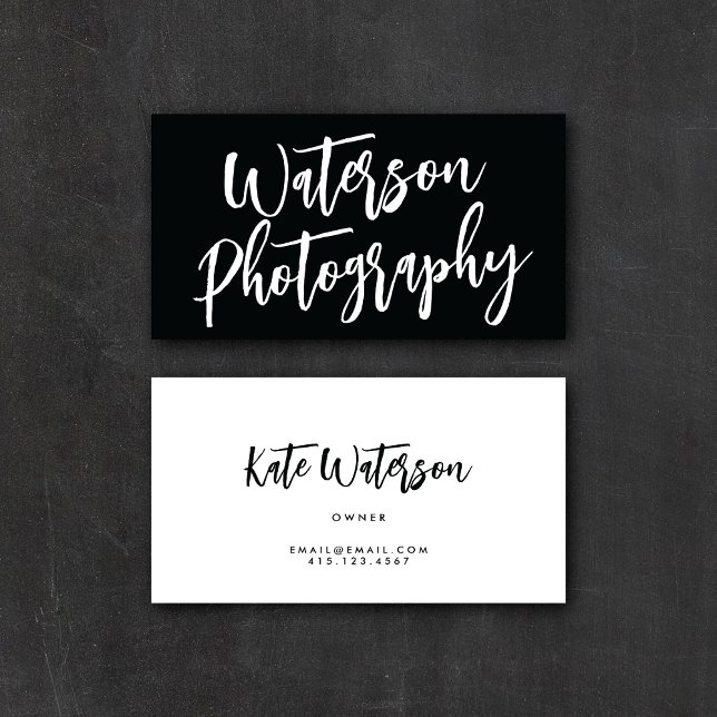 Minimalist Black & White Modern Calligraphy Script Business Card (Creator Uploaded)