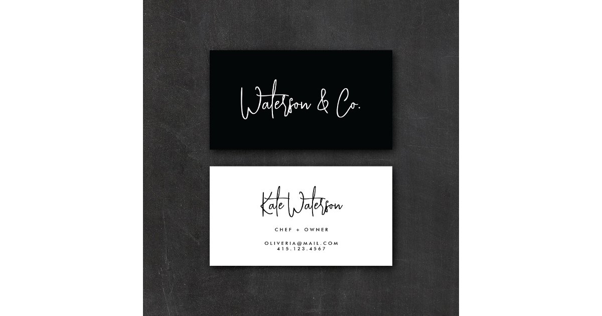 Minimalist Black & White Modern Calligraphy Script Business Card Zazzle