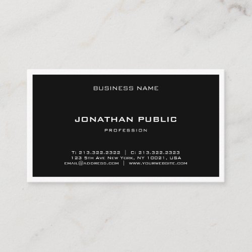 Minimalist Black White Modern Elegant Clean Plain Business Card