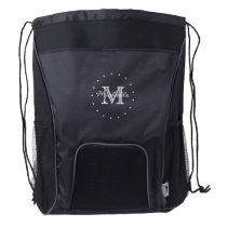 Minimalist Black White Modern Elegant Monogram Drawstring Backpack Minimalist Black White Modern Elegant Monogram Drawstring Backpack