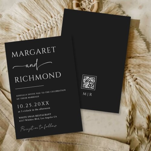 Minimalist Black & White Modern Elegant Wedding Invitation