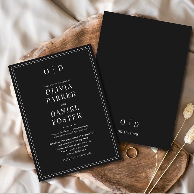 Minimalist Black White Modern Elegant Wedding Invitation (Creator Uploaded)