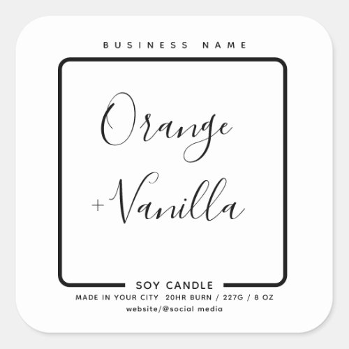 Minimalist black white Modern luxury  candle   Square Sticker