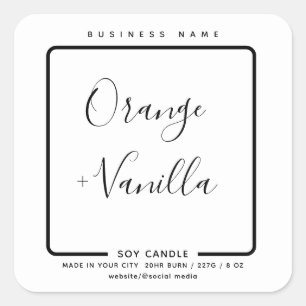 Minimalist black white Modern luxury candle Square Sticker