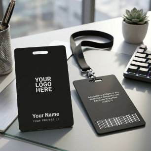 Minimalist Black White Modern Professional Employe Badge