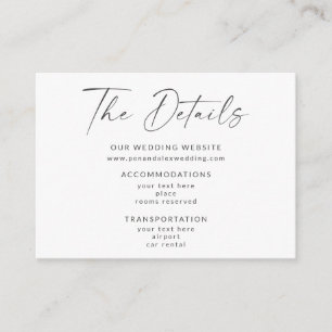 Minimalist Black White Modern Script Lettering  Enclosure Card