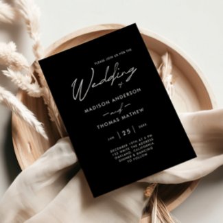 Minimalist Black White Modern Typography Wedding