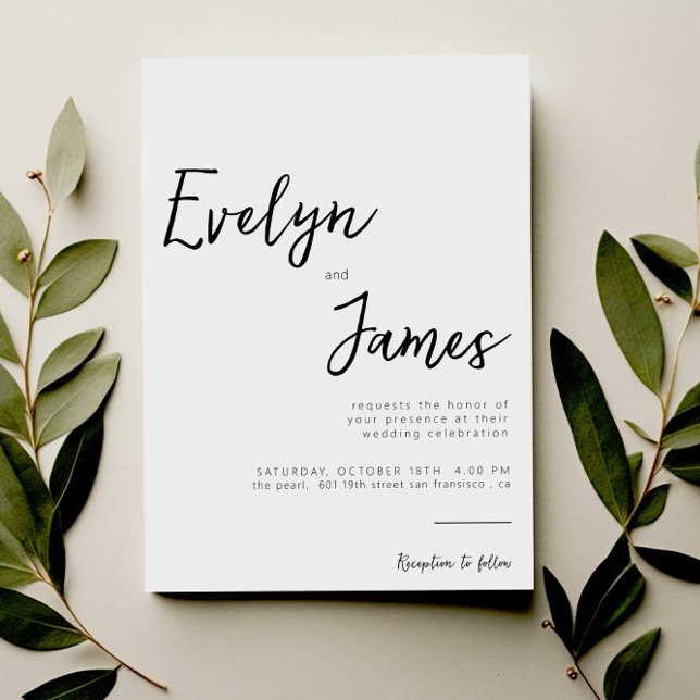 Minimalist Black & White Modern Unique Wedding  In Invitation (Creator Uploaded)