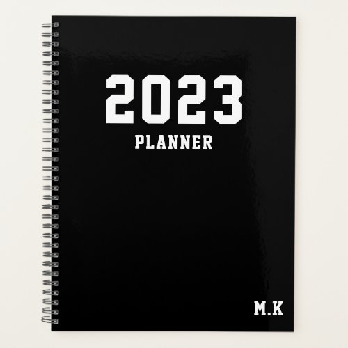 Minimalist Black White Monogram 2023 Business Chic Planner
