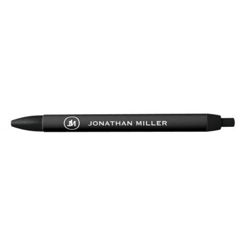 Minimalist Black White Monogram Black Ink Pen