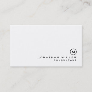 Minimalist Black White Monogram Consultant Business Card