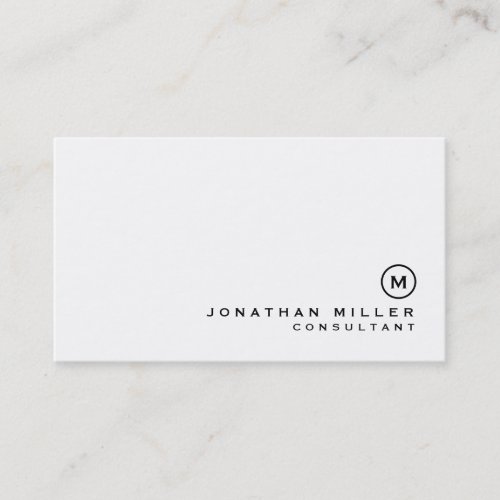 Minimalist Black White Monogram Consultant Business Card