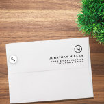 Minimalist Black White Monogram Emblem Envelope<br><div class="desc">Customize your envelopes with your monogram initial,  name and return address.</div>