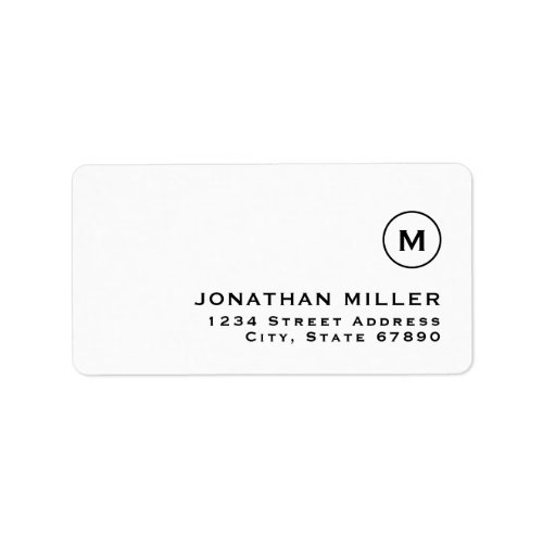 Minimalist Black White Monogram Return Address Label