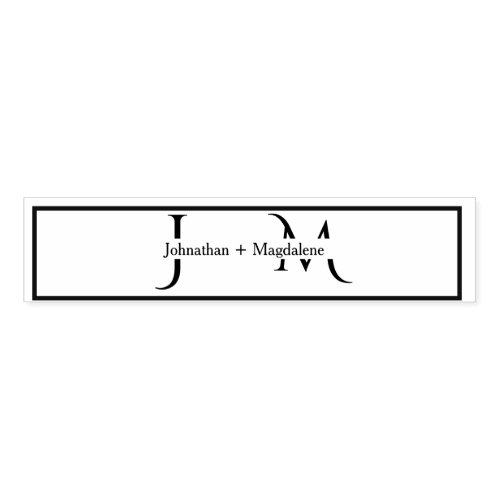 Minimalist Black & White Monogram Wedding Napkin Bands