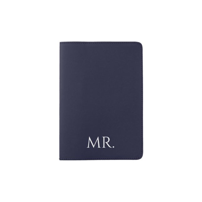 Minimalist Black & White “Mr” Passport Holder (Front)
