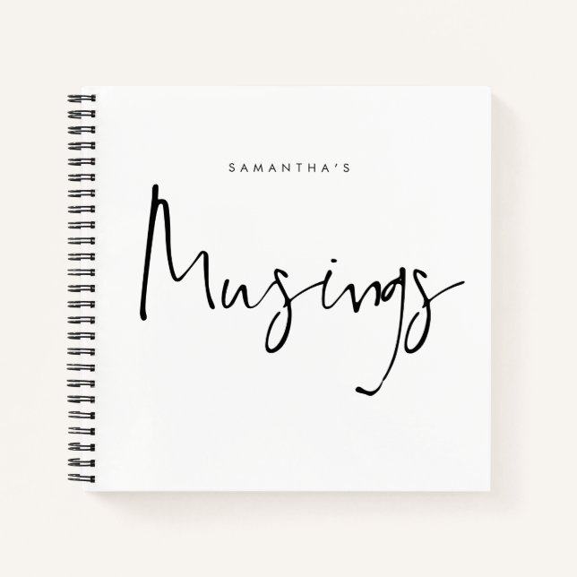 Minimalist Black White Musings Name Notebook (Front)