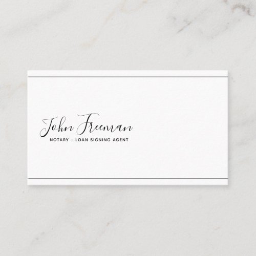 Minimalist Black  White Notary Business Card