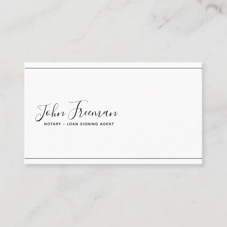 Minimalist Black & White Notary Business Card | Zazzle