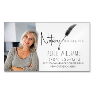 Minimalist Black & White Notary Photo Business Card Magnet