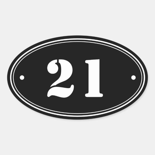 Minimalist Black & White Numbers Oval Stickers (Front)