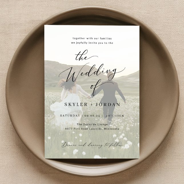 Minimalist Black & White Overlay Photo Wedding Invitation (Creator Uploaded)