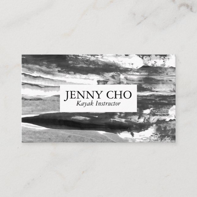 Minimalist black white  paint stripe business card (Front)