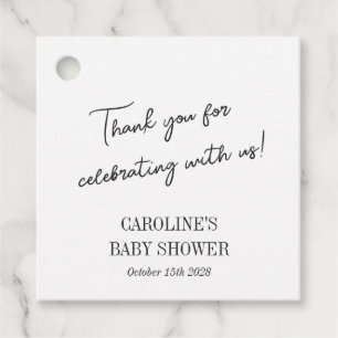 Minimalist Black White Personalized Baby Shower Favor Tags
