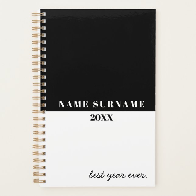 Minimalist Black & White Personalized Planner (Front)