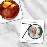 Minimalist Black White Photo 70th Birthday Party Square Paper Coaster<br><div class="desc">Minimalist Black White Photo 70th Birthday Party Square Paper Coaster. Modern minimalist birthday invitation design, simple yet classy and elegant. This design template is customizable with your photo. Great for a black & white themed party! This is a customizable template, if you need some help customizing it simply contact the...</div>