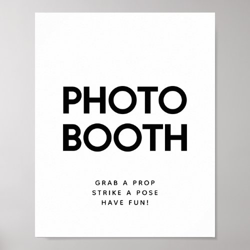 Minimalist Black  white Photo booth wedding sign