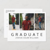 Minimalist Black White Photo Collage Graduation Announcement Postcard (Front/Back)