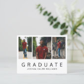 Minimalist Black White Photo Collage Graduation Announcement Postcard (Standing Front)