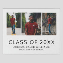 Minimalist Black White Photo Collage Graduation Faux Canvas Print