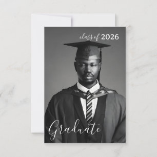 Minimalist Black & White Photo Graduation Invitation
