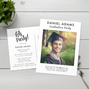 Minimalist Black & White Photo Graduation Invite