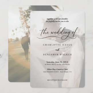 Minimalist Black & White Photo Overlay Wedding Invitation