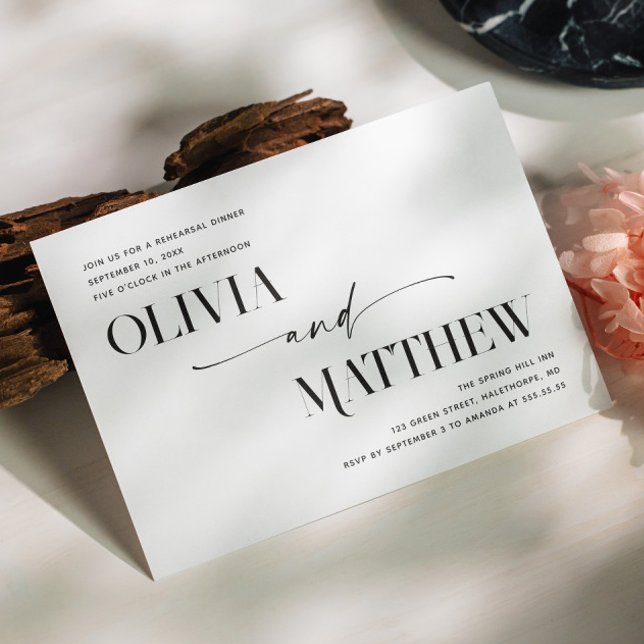 Minimalist Black & White Photo Rehearsal Dinner Invitation (Creator Uploaded)
